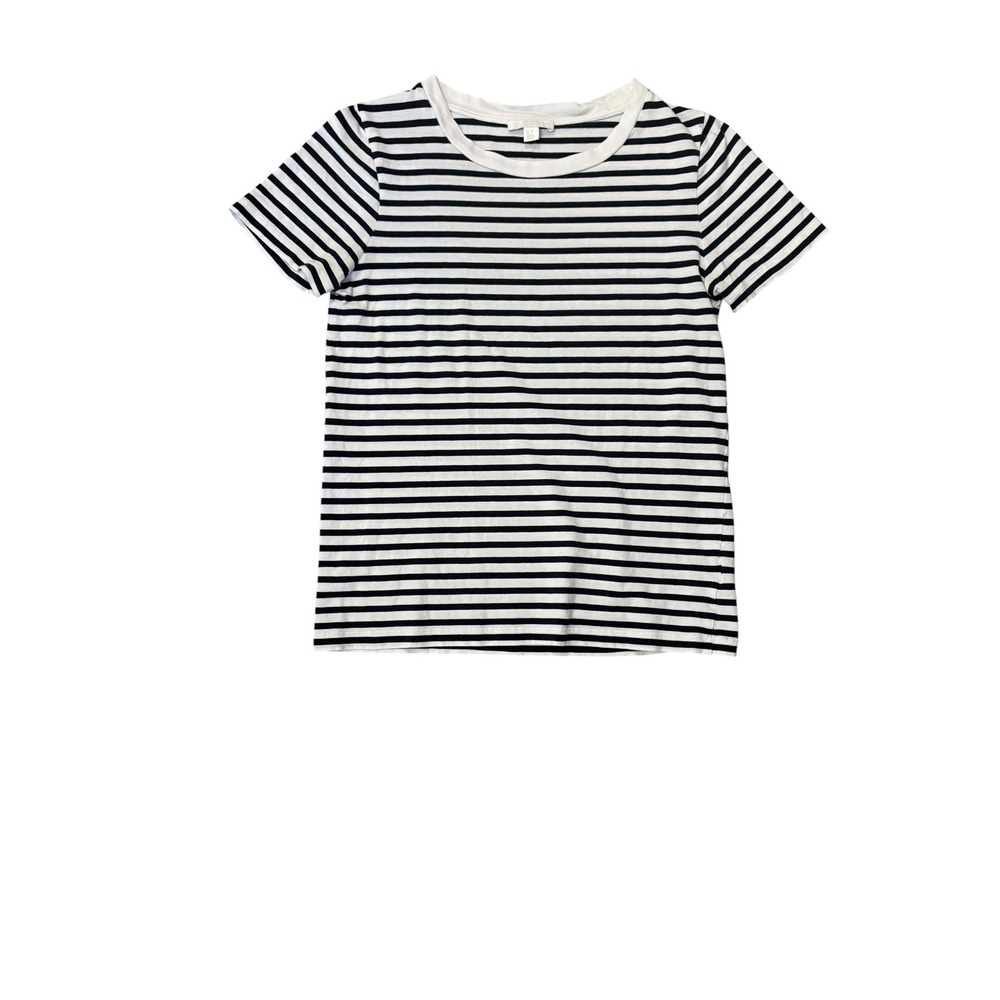 COS 100% Cotton Briton Stripe Tee XS Black White Nautical Sailor Casual Preppy